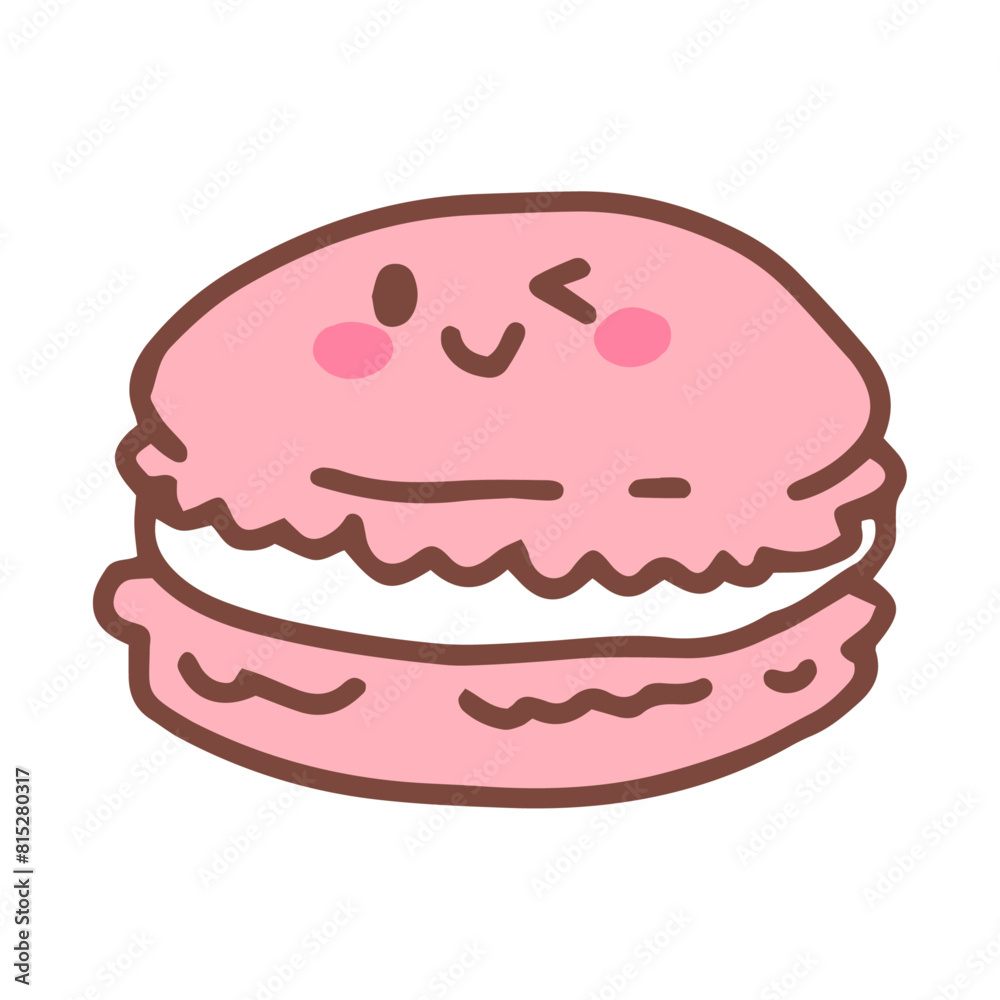 Hand drawn kawaii food illustration on white background Hand drawn kawaii food illustration on white background
