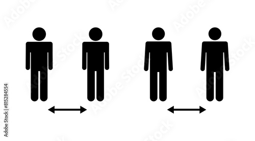Social distance icon set. social distancing icon. self quarantine sign