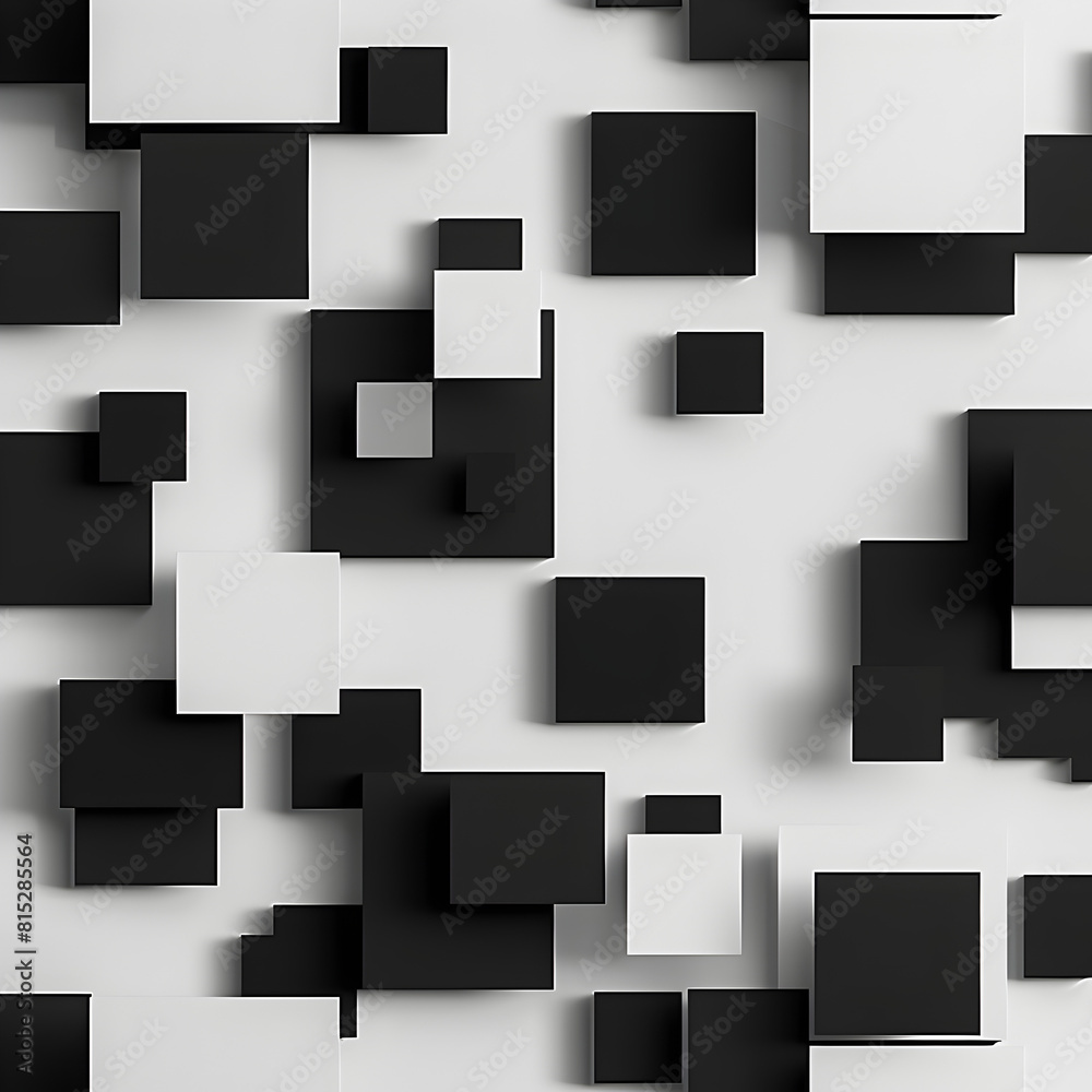 A black and white image of squares and rectangles. The image has a modern and abstract feel to it
