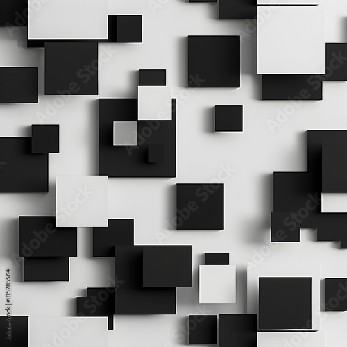 A black and white image of squares and rectangles. The image has a modern and abstract feel to it