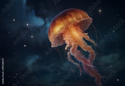 jellyfish constellation in a starry night sky, generative AI