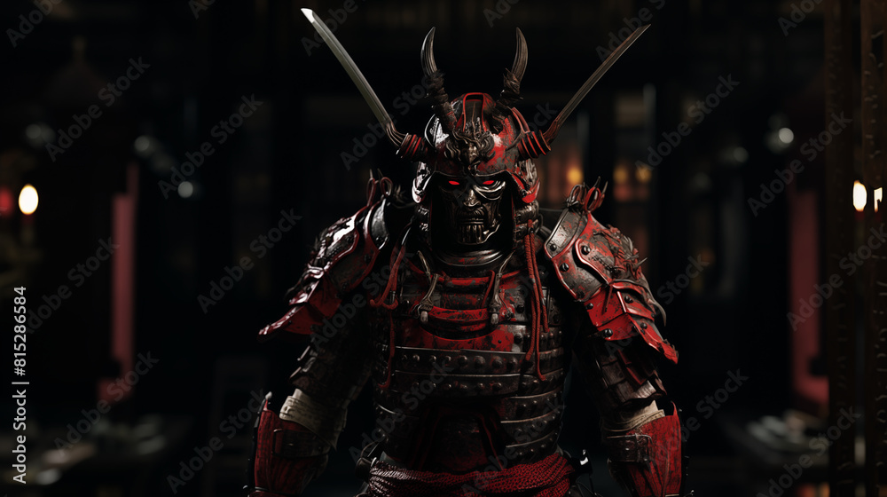 A sinister demon samurai. A sinister demon samurai.