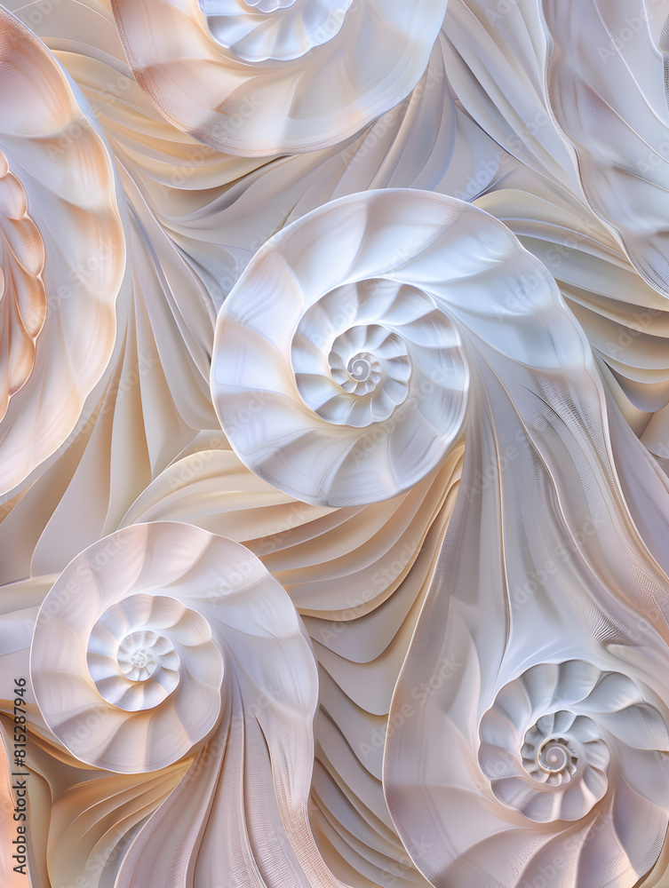 Obraz premium A series of white spiral shapes that are arranged in a way that creates a sense of movement and flow. The shapes are all different sizes and orientations, but they all share a common theme of spirals