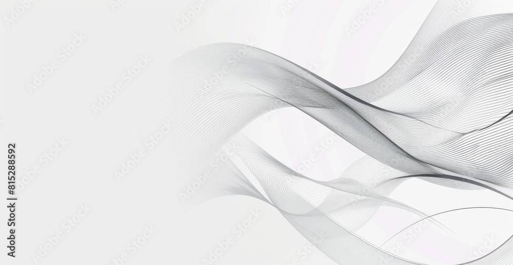 Abstract line background, vector illustration of grey lines in curved flow on a white backdrop.