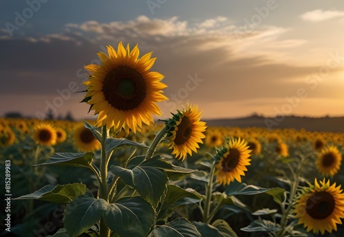 sunflowers turning towards the sun at dawn  generative AI