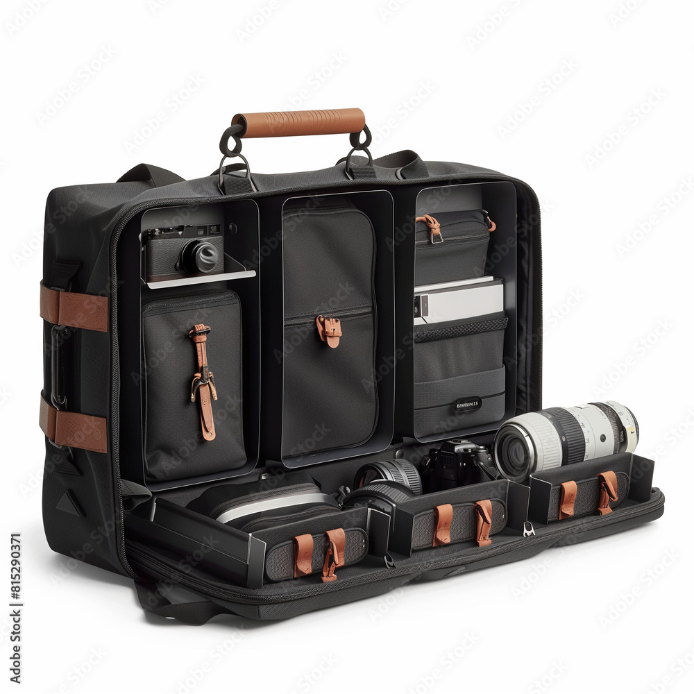 Naklejka premium Ash Black Photography Gear Case with Secret Compartments for Organized and Safe Equipment