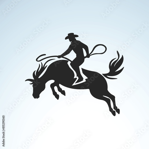 Illustration vector graphic of black bull rodeo logo © tri