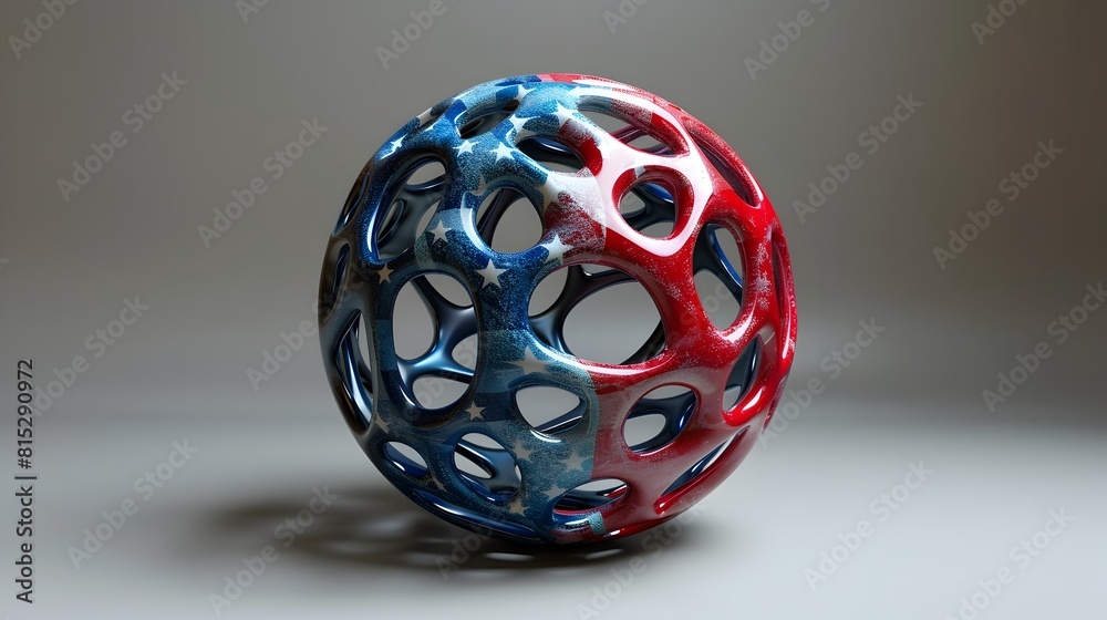 Hyperspherical American Flag Design Stretching Across a Tesseract Form ...