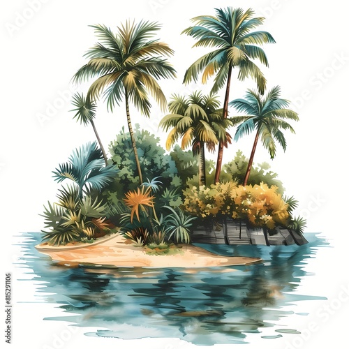 Tropical Island On White Background