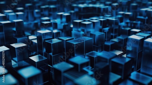 Blockchain concept. Block or cube, . Abstract,Futuristic cubes and Lines,future technology concept.