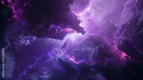 Fototapeta Naklejka Na Ścianę i Meble -  Abstract violet cosmic clouds and space - A digital artwork featuring nebulous cosmic clouds with a vibrant violet hue, suggesting a mysterious space theme