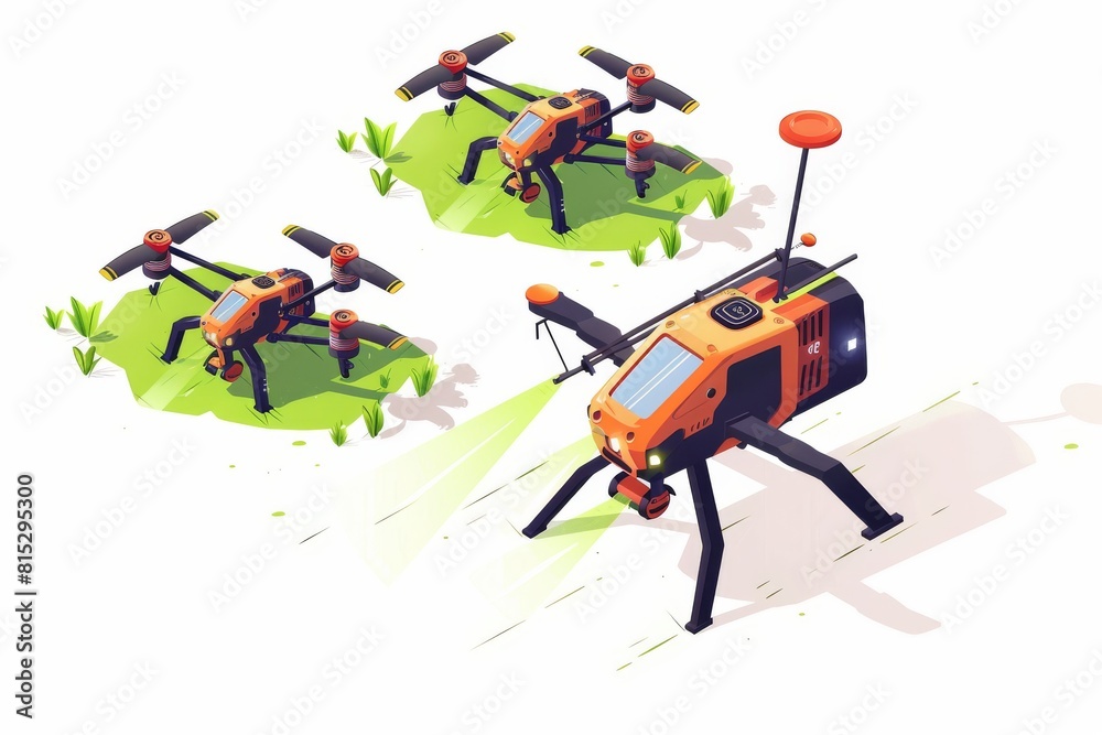 Farm operations leverage smart drones for robotic application of pesticides, enhancing agriculture and optimizing the vegetable harvest and crop harvesting process Farm operations leverage smart drones for robotic application of pesticides, enhancing agriculture and optimizing the vegetable harvest and crop harvesting process