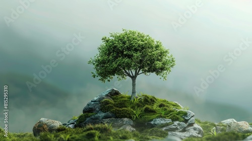 On World Environment Day a single tree stands alone serving as the perfect backdrop for enhancing graphic elements used in decoration and design