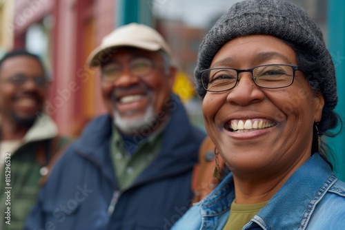 Portrait of a smiling african american man with friends in the background