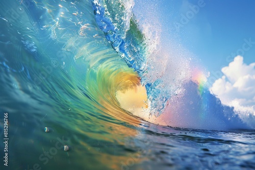 Rainbow wave in the sunset
