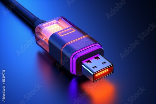 hdmi cable with glowing end on blue background,hdmi cable for connecting devices,hdmi cable for high quality audio and video photo