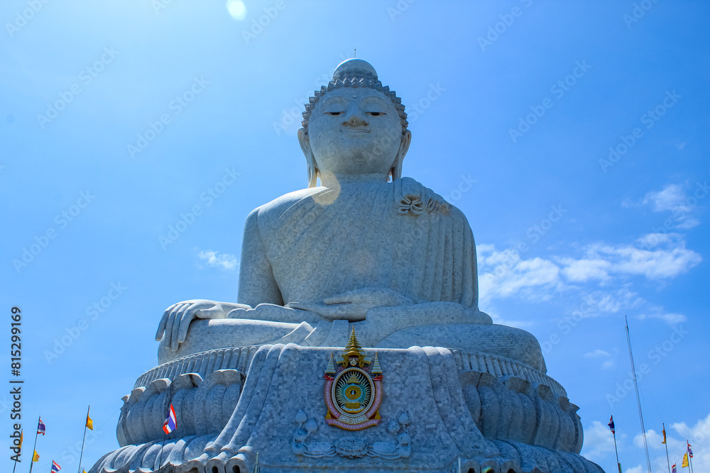 Fototapeta premium Big Buddha statue Was built on a high hilltop of Phuket Thailand