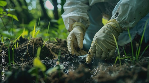 Microbial ecologist investigating microbial communities in soil and water environments.  photo