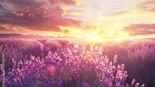 Blooming lavender in a field at sunset. 4K photo