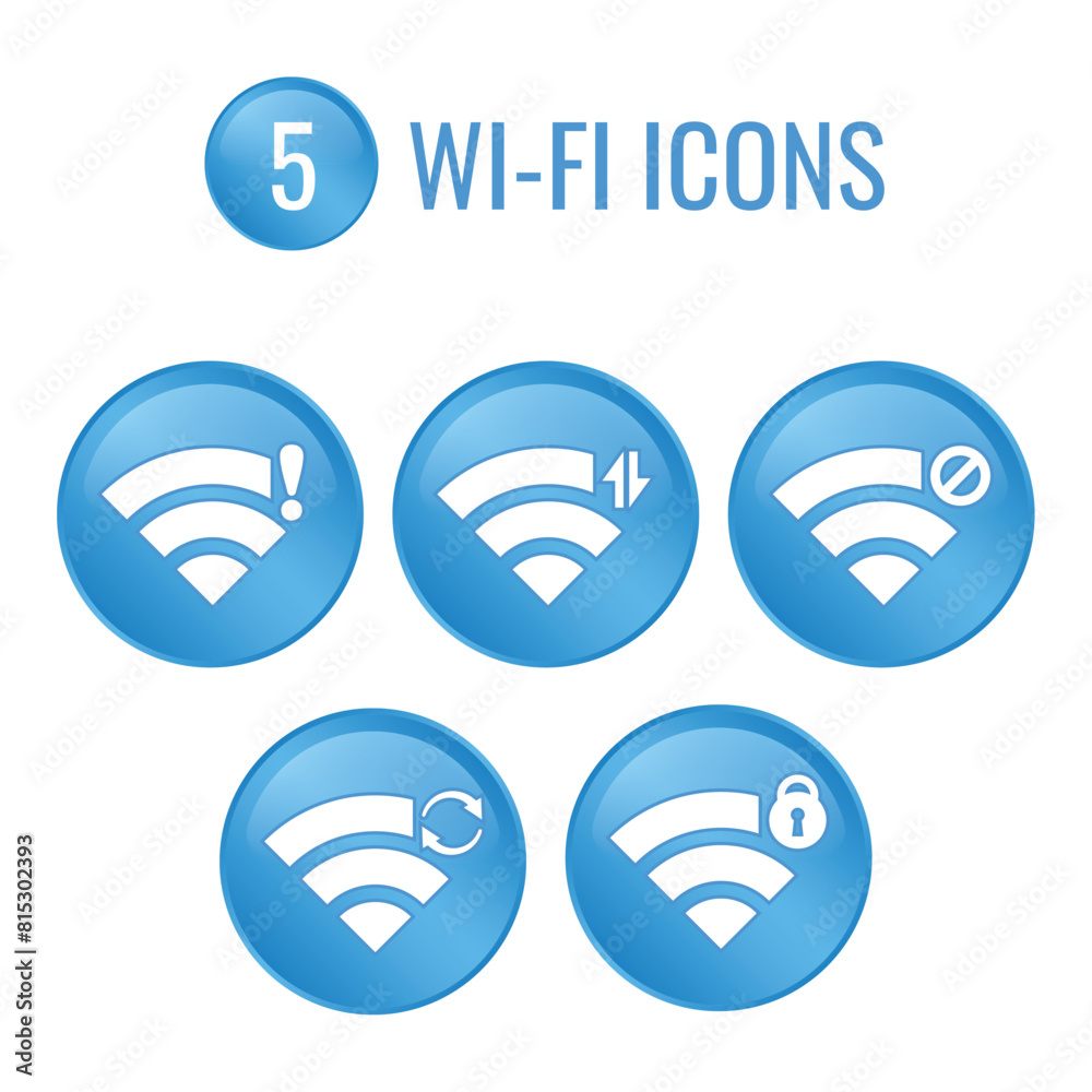 Set of Wifi status icons Vector illustration Set of Wifi status icons Vector illustration