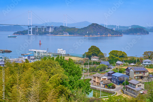 愛媛県今治市の来島海峡サービスエリアから来島海峡大橋、馬島方面 photo