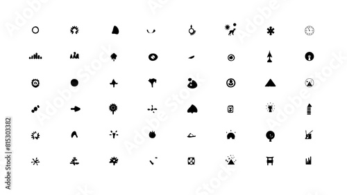 black and white icons set