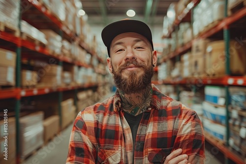 Bearded Man Standing in a Warehouse