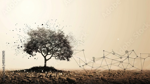 Probability tree diagram branching out to illustrate various possible outcomes of a stochastic process.