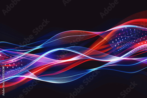 Energetic abstract waveforms in patriotic colors for an American-themed design. photo