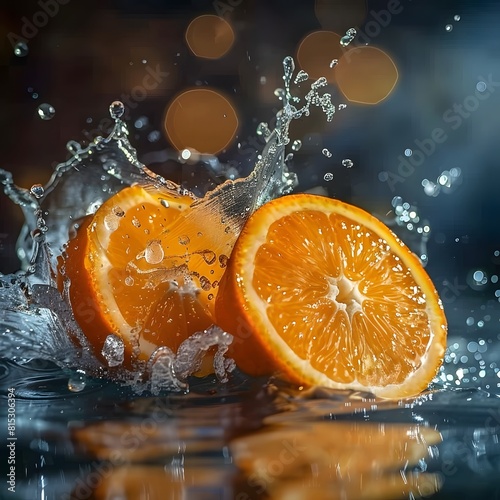 Orange splashing in water