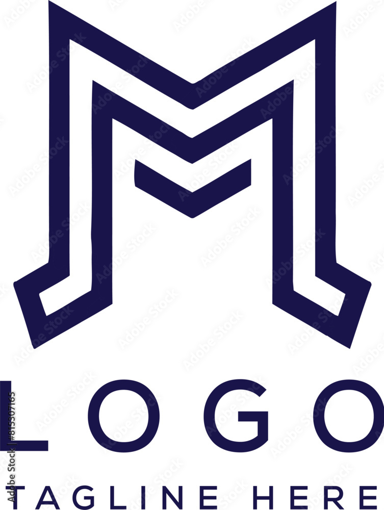 Minimalist letter M logo design template. AI generative. Minimalist letter M logo design template. AI generative.