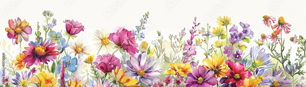 Fototapeta premium Design an exclusive poster featuring delicate watercolor illustrations of Mums favorite flowers, arranged in a charming bouquet or wreath design