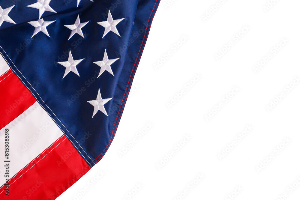 Fototapeta premium Flag of USA on light background, closeup. Memorial Day celebration