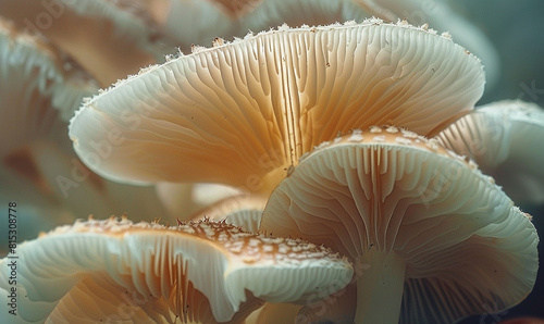macro shot of layering beautiful mushroom