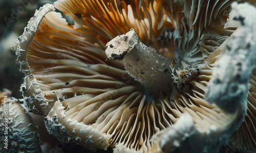 macro shot of layering beautiful mushroom