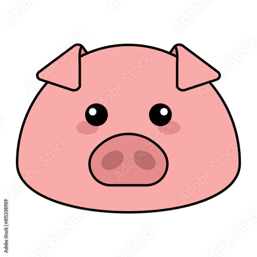 Cute kawaii pig emoji icon Vector illustration