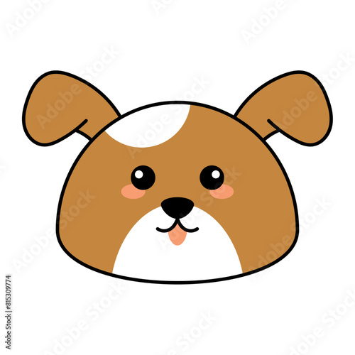 Cute kawaii dog emoji icon Vector illustration
