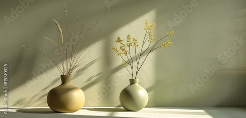Sage and mustard in simple modern forms create a contemporary Veterans Day tribute with minimalist designs. photo