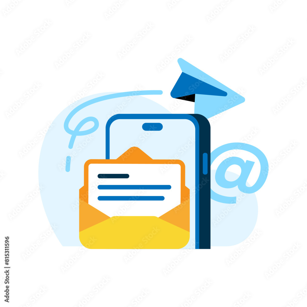 get email marketing, digital campaign messages with smartphone concept illustration flat design. simple modern graphic element for empty state ui, infographic, icon get email marketing, digital campaign messages with smartphone concept illustration flat design. simple modern graphic element for empty state ui, infographic, icon