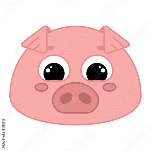 Cute kawaii pig emoji icon Vector illustration © lar01joka