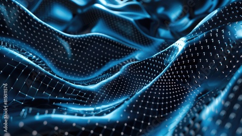 Blue and black image with a bumpy surface that resembles a terrain or a futuristic landscape. AIG51A. photo