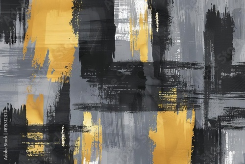 abstract painting with bold brushstrokes in black gray and gold modern art digital illustration