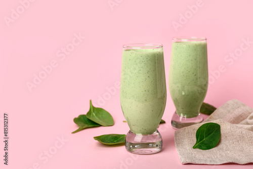 Two green spinach smoothies...