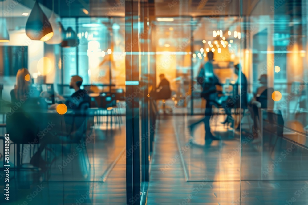 blurred business people working in modern office behind glass wall busy corporate lifestyle blurred business people working in modern office behind glass wall busy corporate lifestyle