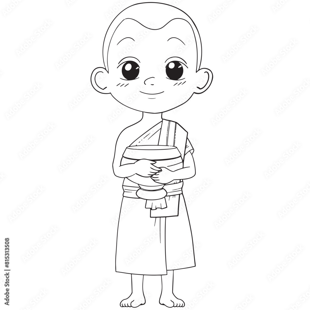 cute buddhist monk line art cute buddhist monk line art