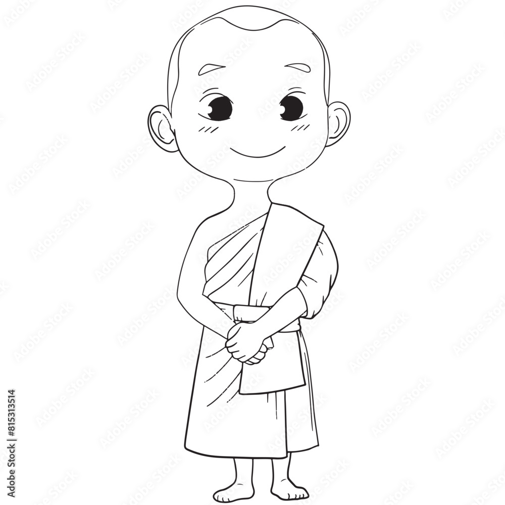cute buddhist monk line art cute buddhist monk line art