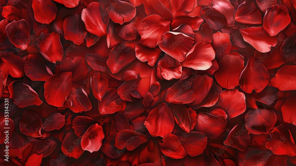 Beautiful red rose petals will cascade onto an abstract floral backdrop adorning a stunning greeting card design