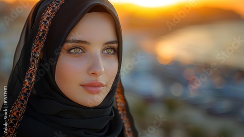 muslim 30 years old woman wearing a black niqab in tangier