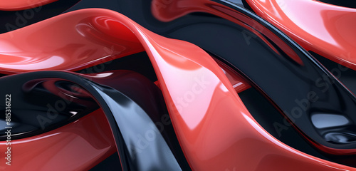 Coral and black curves merge, creating a representation of flowing digital data. © Sajid