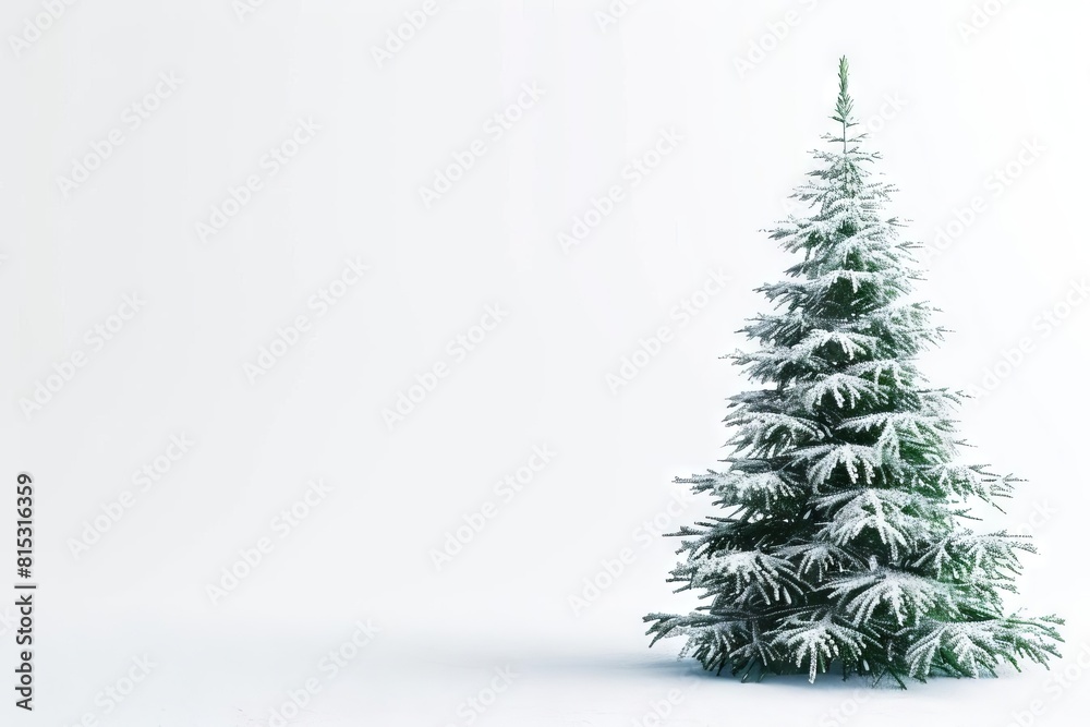 festive christmas tree on pure white background minimalist holiday concept digital illustration